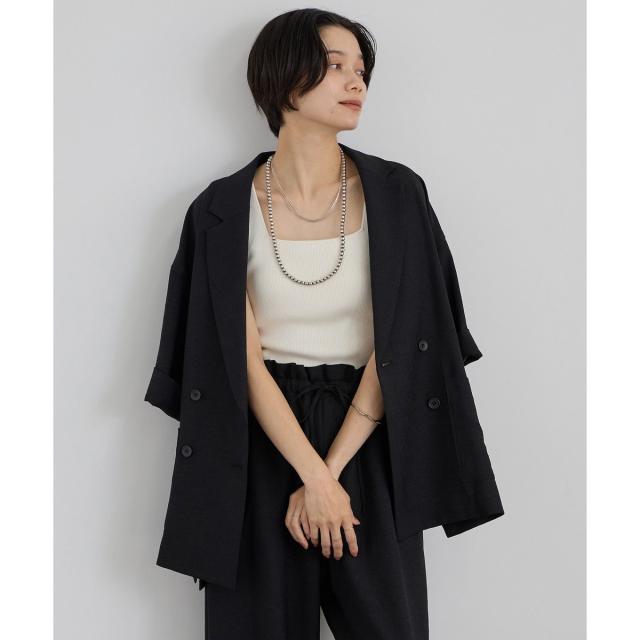 サロン アダム エ ロペ（SALON adam et rope’ ）/【WEB限定】リネンライクハーフスリーブジャケット / セットアップ対応