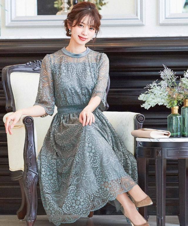 Safiyaa Constanza アシンメトリー ペプラム ミディ ドレス