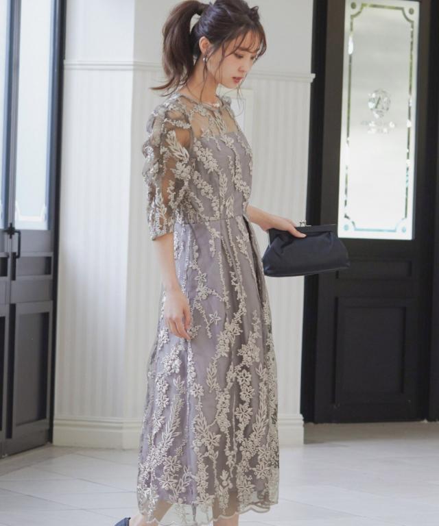 パーティードレス Wool Blend Dress 立ち襟とリボンの甘さが素敵なパーティードレス[OX013] / お洒落