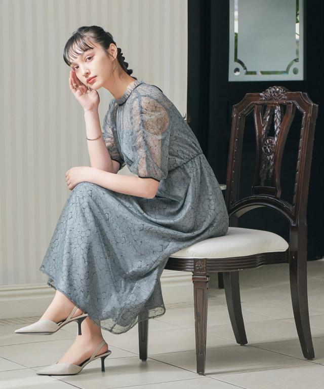 マルケッサMarchesa notteオフショルダースリットロングドレス