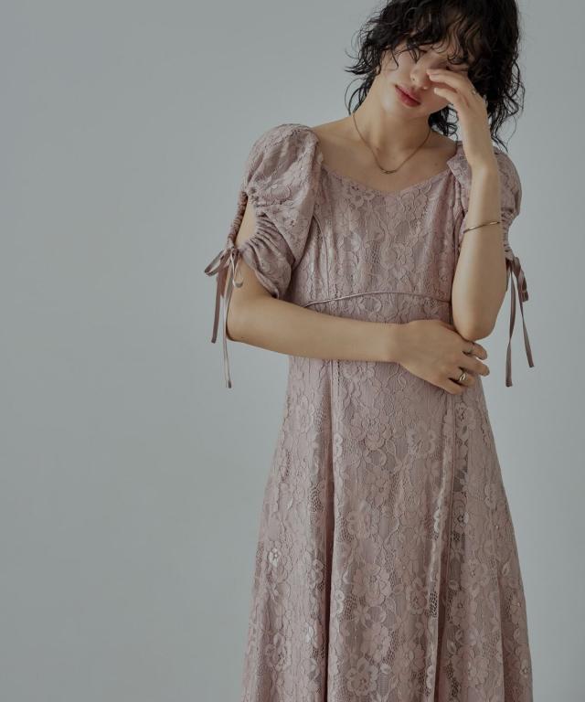 ドレスアン（Dress Ann）/肩あき袖レースドレス結婚式ワンピースドレス