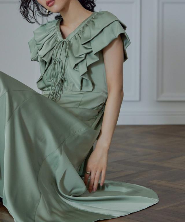 Mac duggal イリュージョン レース 美ライン カラーロングドレス