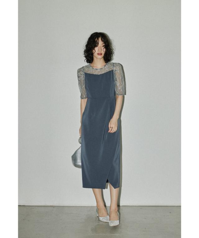 新品⭐︎未使用　Niana パーティードレス niana ドレス 配色レース×ハシゴレース切り替えワンピース