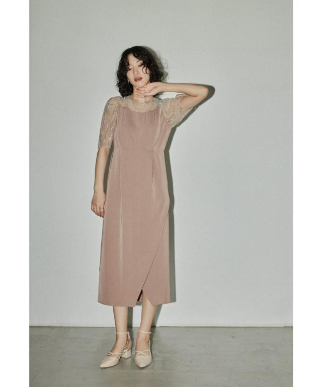 新品⭐︎未使用　Niana パーティードレス niana ドレス 配色レース×ハシゴレース切り替えワンピース