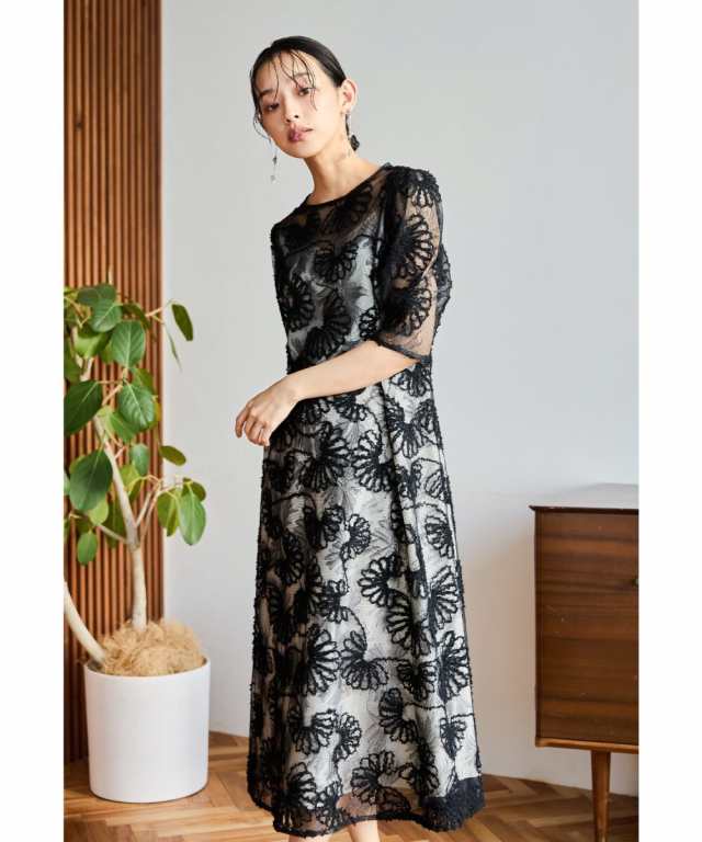 柔らかな質感の TADASHI SHOJI バイカラー タック クレープジャージ ドレス ワンピース
