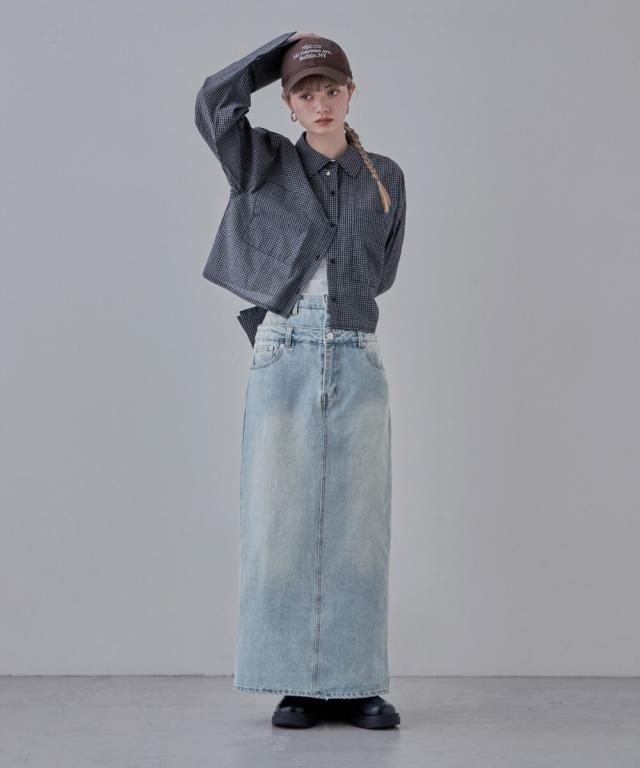 【NEW】エトル（etoll．）/ダブルウエストデニムスカートの通販は 5,891円