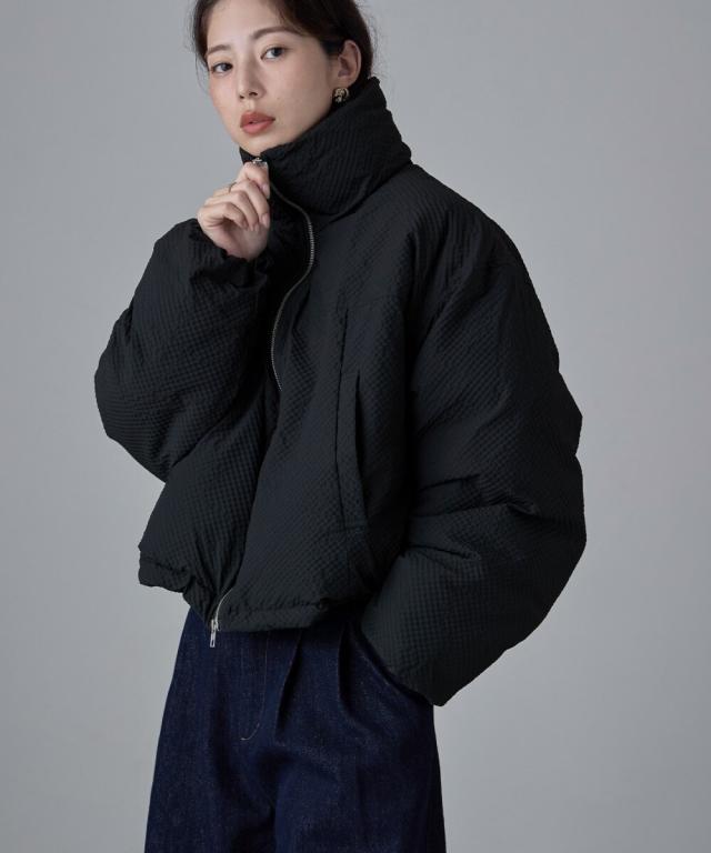 【NEW】エトル（etoll．）/チェック柄リップルショートパフブルゾン