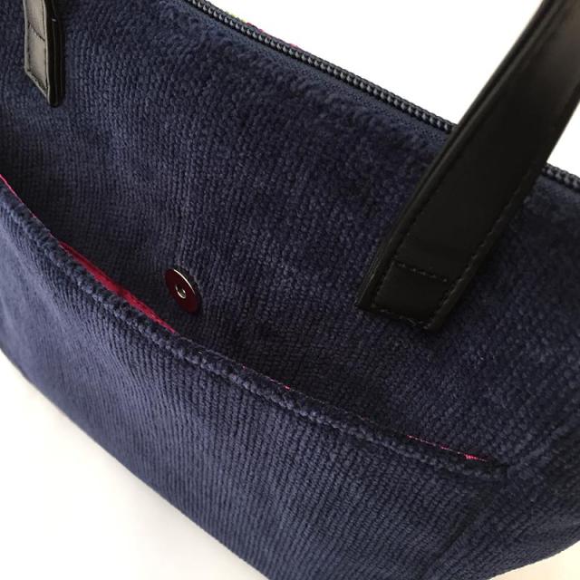 アーンジョー/トートバッグ 選べるイニシャル【花文字2】ネイビー