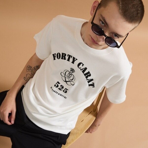フォーティーカラッツ アンド ゴーニーゴ（40CARATS&525）/カレッジ風ミニ裏毛半袖Tシャツ