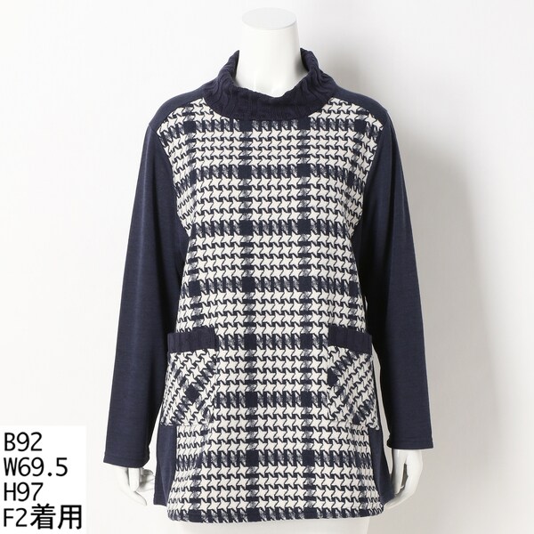 クインティ/【大きいサイズ】星チェック柄タートルネックチュニックの通販は 5,412円