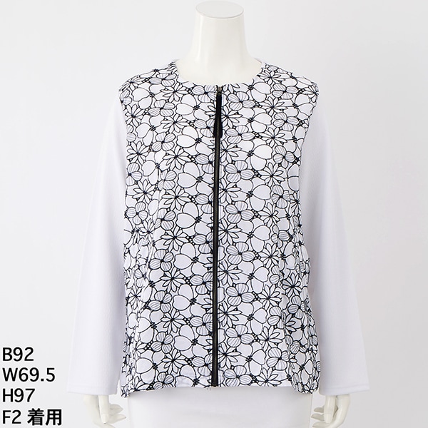 クインティ（QUINTY）/【大きいサイズレディース】花刺しゅうファスナーカーディガン