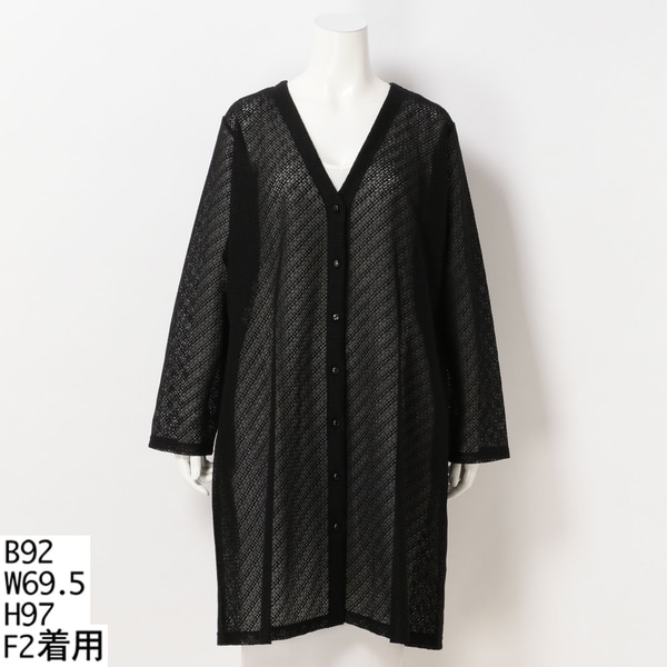 クインティ（QUINTY）/【大きいサイズレディース】ラッセルレースVネックロングカーディガン【日本製】の通販は