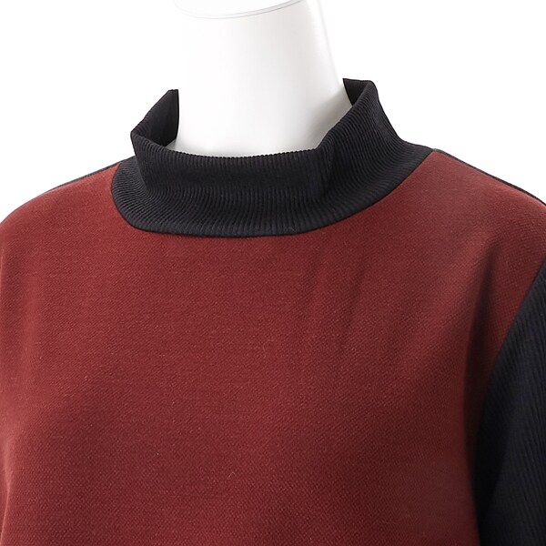 クインティ（QUINTY）/【大きいサイズレディース】異素材カラー切り替えハイネックチュニック クインティ（QUINTY）/【大きいサイズレディース】異素材カラー