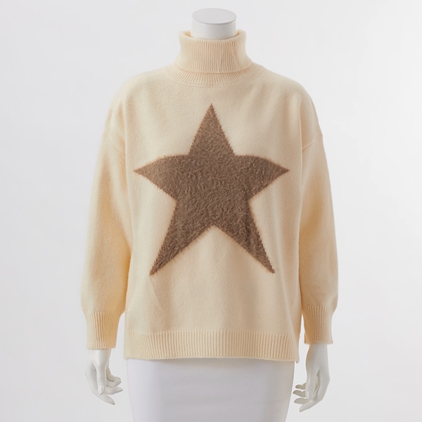 クインティ（QUINTY）/【大きいサイズレディース】星柄タートルネックセーター 5,005円