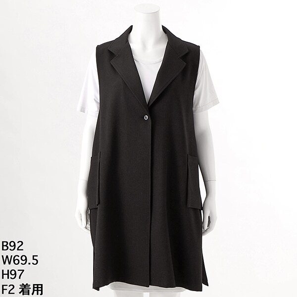 大きいサイズレディース】ラナテックレイテーラードロングジレ【日本製