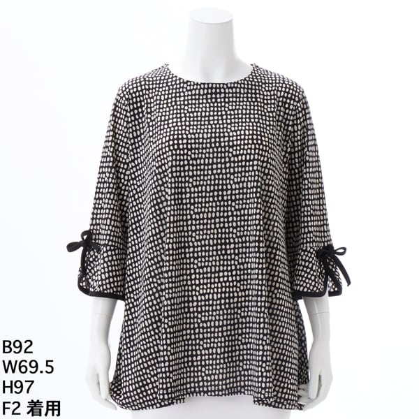 クインティ（QUINTY）/【大きいサイズレデイ?ス】袖口リボン使いエスパンディストレッチブラウス