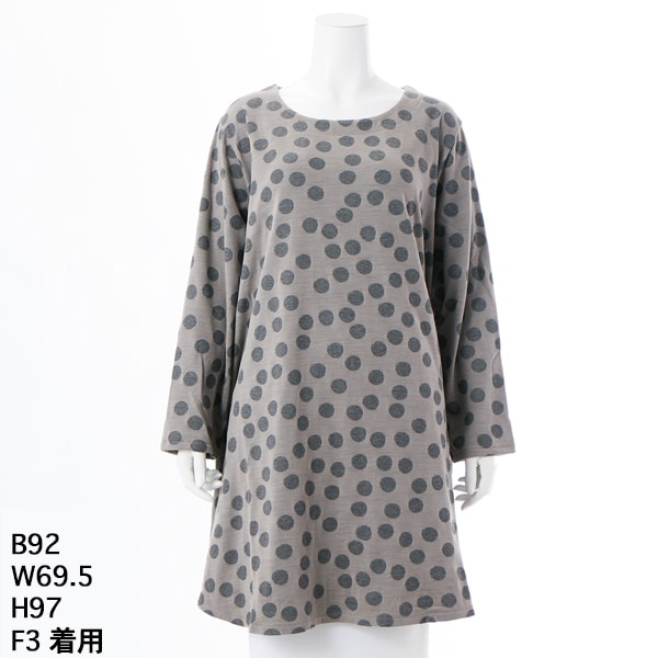 クインティ（QUINTY）/【大きいサイズレディース】接結ドットカットソーチュニックドレス【日本製】