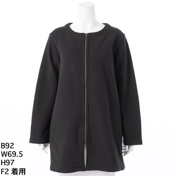 クインティ（QUINTY）/【大きいサイズレディース】フロントジップラウンドネック裏起毛カジュアルジャケット【日本製】の通販は