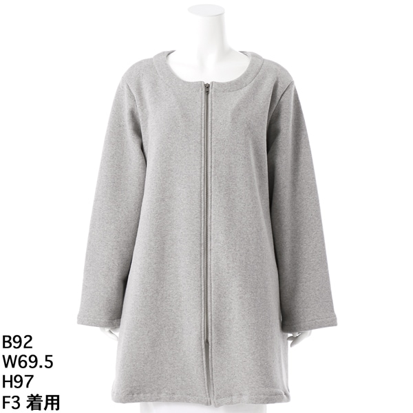 クインティ（QUINTY）/【大きいサイズのレディース】フロントファスナーラウンドネックカジュアルジャケット【日本製】