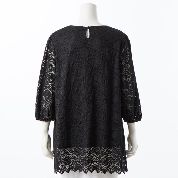 クインティ（QUINTY）/【大きいサイズレディース】ストレッチレースチュニックブラウス