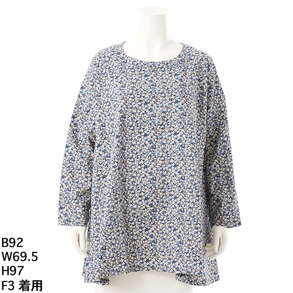 クインティ（QUINTY）/【大きいサイズレディース】ビエラ微起毛花柄フレアチュニック【日本製】 クインティ（QUINTY）/【大きいサイズレディース】ビエラ微起毛小花