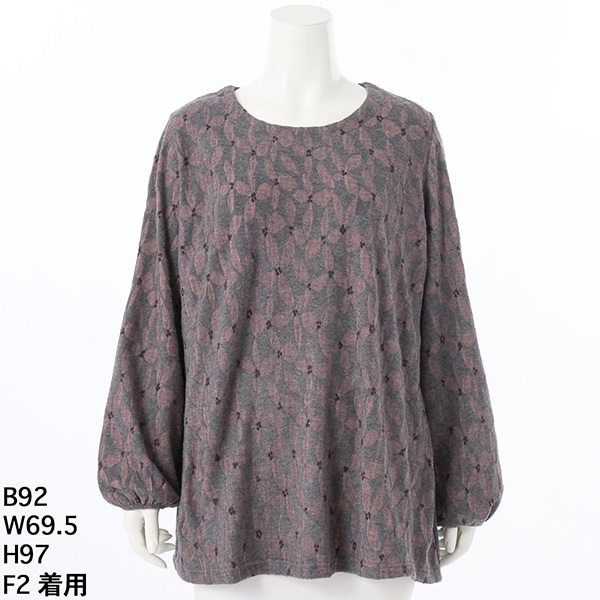 【NEW】クインティ（QUINTY）/【大きいサイズレディース】フラワージャガード起毛チュニック【日本製15000】