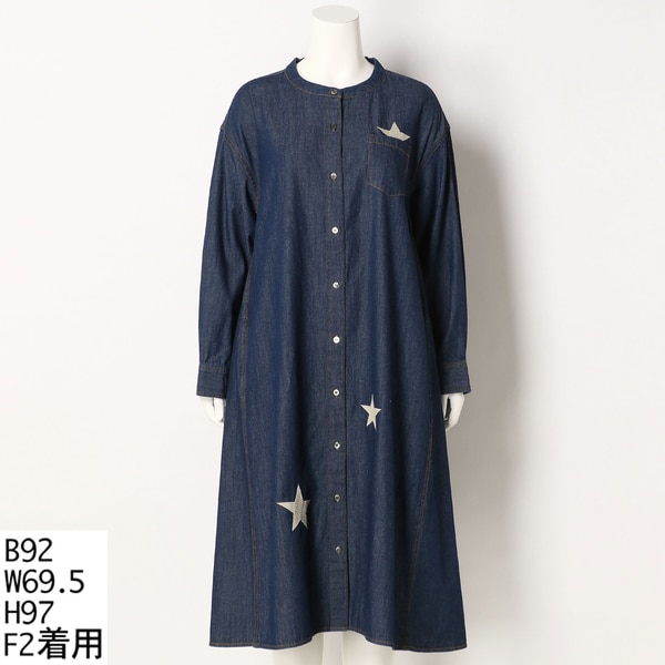 ターシャルビー/【大きいサイズ】星刺しゅうデニムワンピース