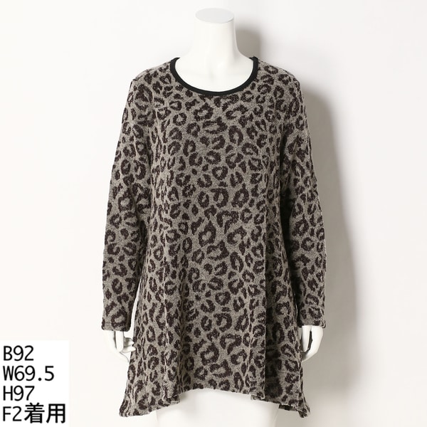 ターシャルビー/【大きいサイズ】レオパードジャガードチュニック　大きいサイズ
