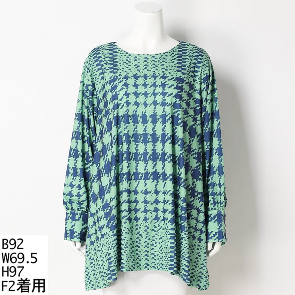 ターシャルビー/【大きいサイズ】袖ボタンプリントカットソーチュニック