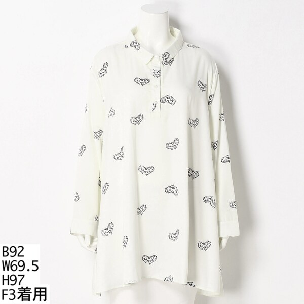 ターシャルビー/【大きいサイズレディース】ハート柄プリントシャツチュニック