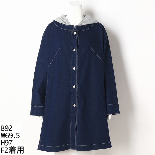 ターシャルビー（Tasha Ruby）/【大きいサイズレディース】フード付きデニムjジャケット（フード取り外し可）