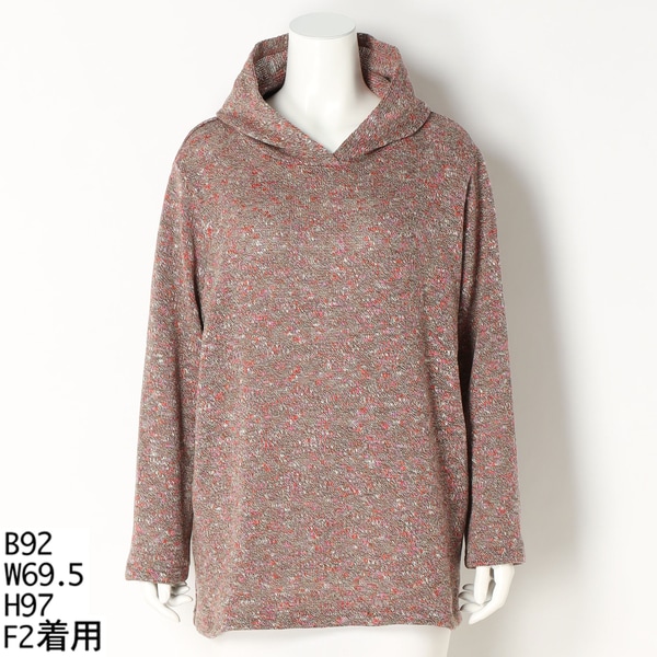 ターシャルビー（Tasha Ruby）/【大きいサイズレディース】メランジニットパーカー【日本製】