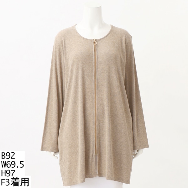 ターシャルビー（Tasha Ruby）/【大きいサイズレディース】ラメストレッチリブジップアップカーディガン【日本製】