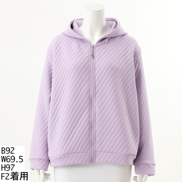 ターシャルビー/【大きいサイズレディース】音符チャームパウダリータッチキルティングパーカー【日本製】 ターシャルビー/【大きいサイズレディース】音符チャームパウダリー