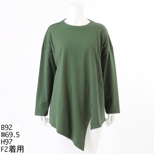 ターシャルビー/【大きいサイズレディース】パールヴァティ裏毛アシンメトリーチュニック(日本製) ターシャルビー/【大きいサイズレディース】パールヴァティ裏毛