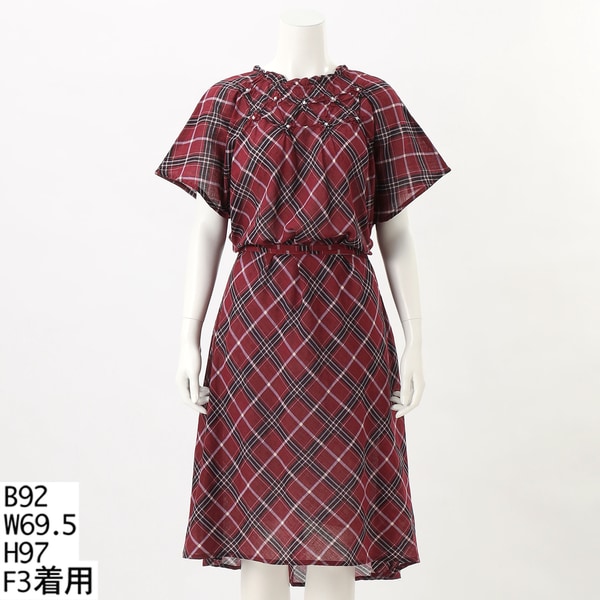 ターシャルビー（Tasha Ruby）/【大きいサイズレディース】ビジュー使いスモッキングコットンワンピース