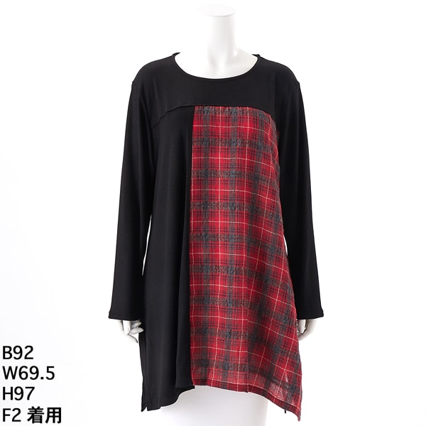 ターシャルビー（Tasha Ruby）/【大きいサイズレディース】ウールチェック切り替えチュニック【日本製】の通販は