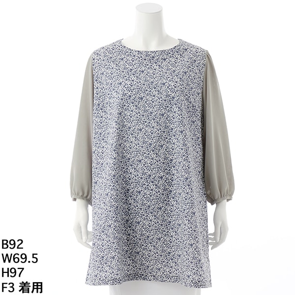 ターシャルビー（Tasha Ruby）/【大きいサイズレディース】袖シフォン切替コットンフラワープリントチュニックブラウス