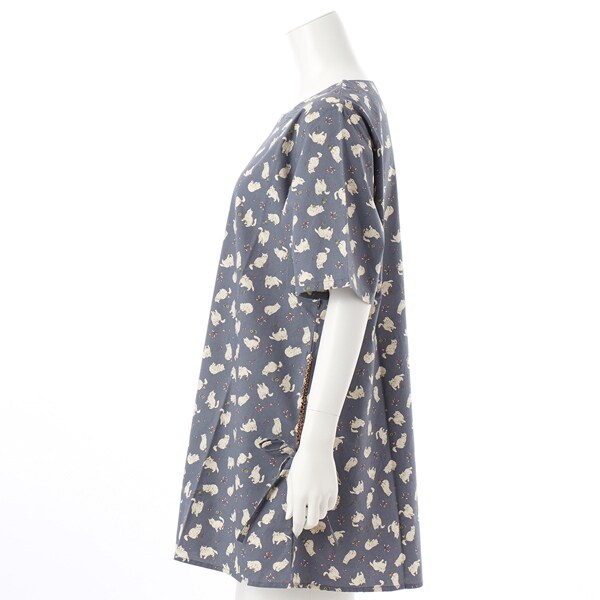 大きいサイズレディース】袖ワッシャーチェック切替チュニック【日本製