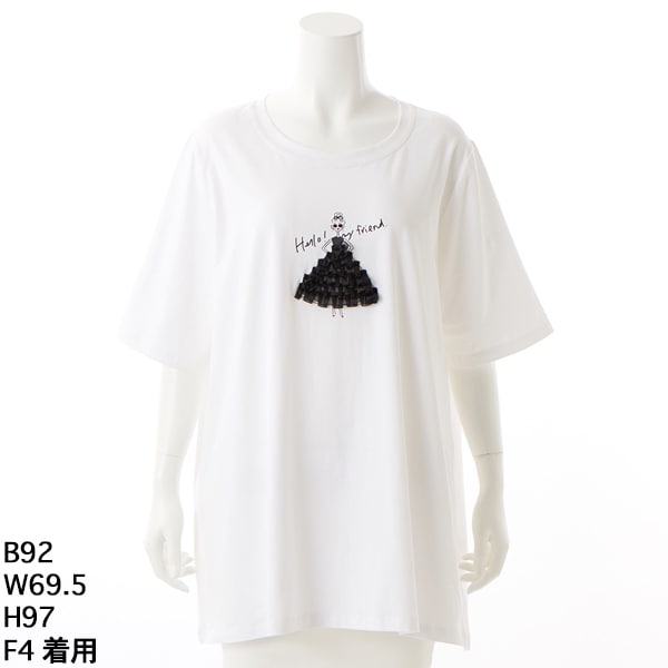 ターシャルビー（Tasha Ruby）/【大きいサイズレディース】フリルレースドレス女の子プリントTシャツ｜華やかカジュアルトップス