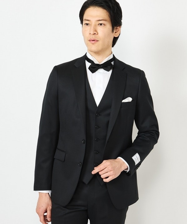 クラウデッドクローゼット（CROWDED CLOSET）/NARROW 綾織りブラックスーツ/別売りベストあり/2ピースビジネスセットアップスーツ