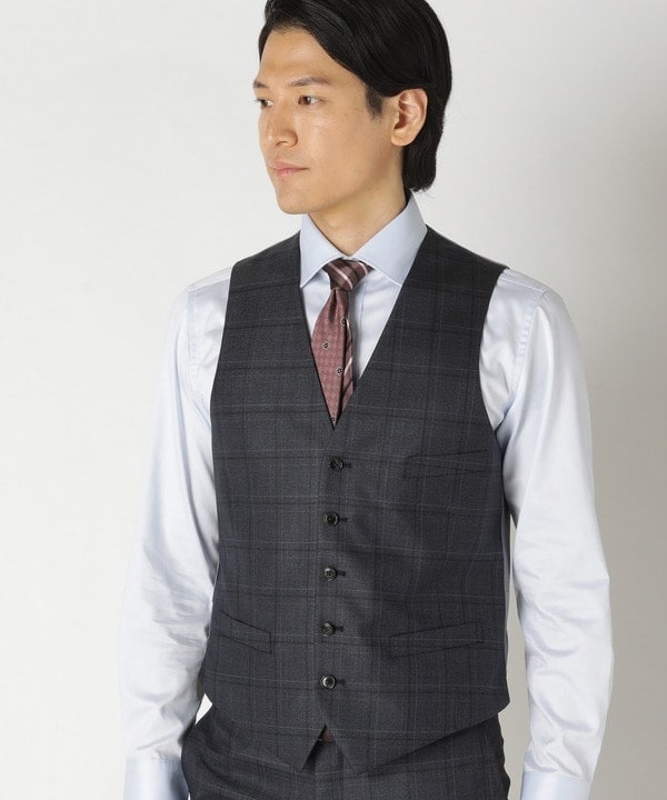 クラウデッドクローゼット（CROWDED CLOSET）/NARROW 杢チェックベスト/別売りスーツセットあり