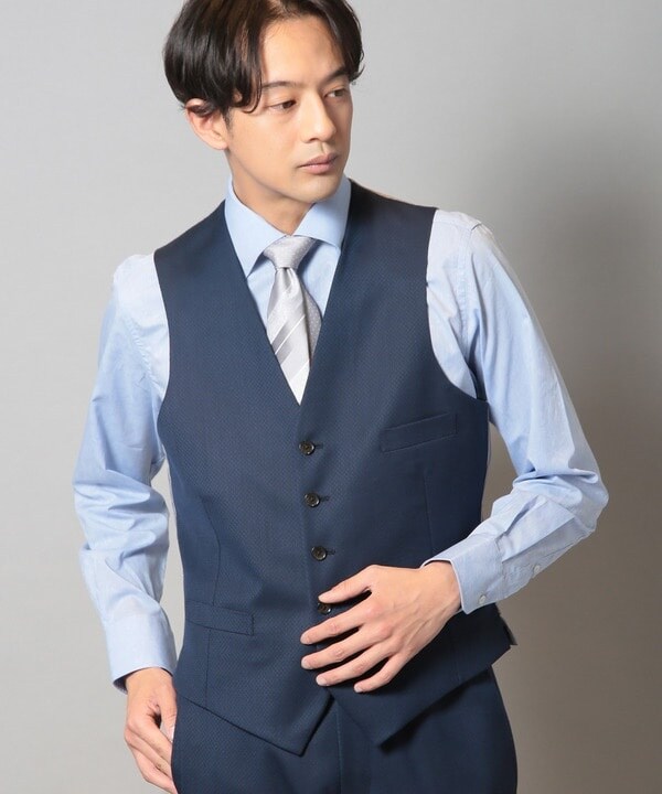 クラウデッドクローゼット（CROWDED CLOSET）/ウールポリエステルマイクロドビー小紋柄スーツベスト（同素材セットアップあり）