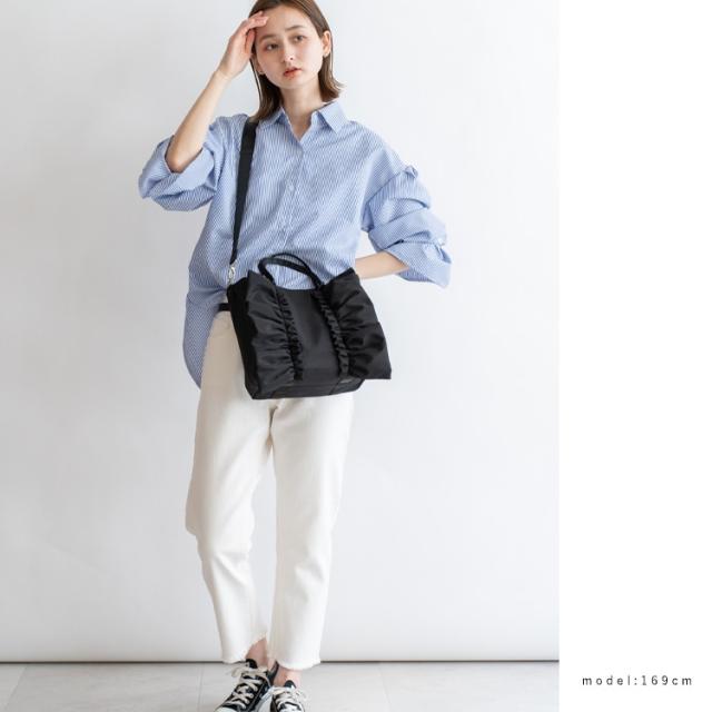 ヴィータフェリーチェ（VitaFelice）/ナイロン2wayフリルトートバッグ