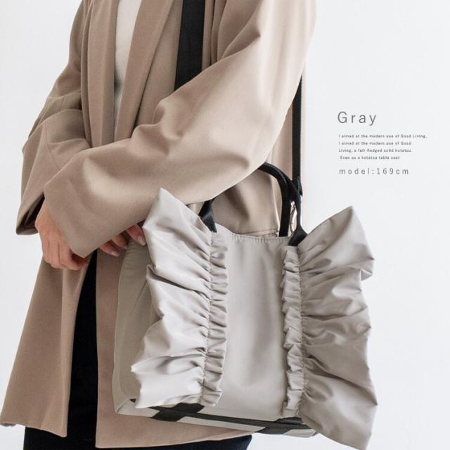 ヴィータフェリーチェ（VitaFelice）/ナイロン2wayフリルトートバッグ