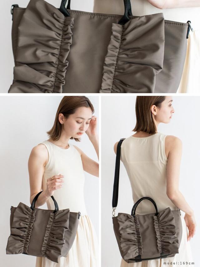 ヴィータフェリーチェ（VitaFelice）/ナイロン2wayフリルトートバッグ