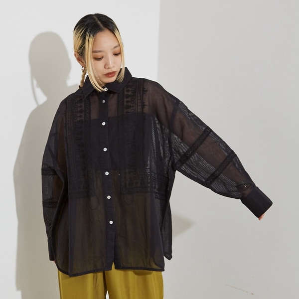 ノミネ（NOMINE）/【WEB限定】コットネット 刺繍シャツ_1
