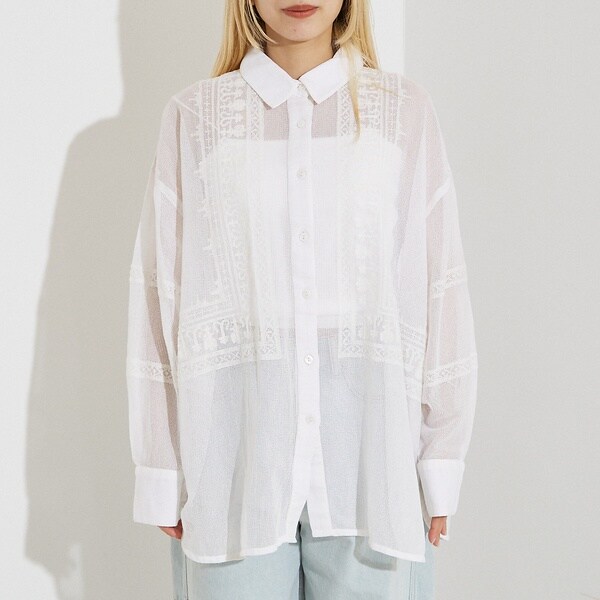 ノミネ（NOMINE）/【WEB限定】コットネット 刺繍シャツ_3