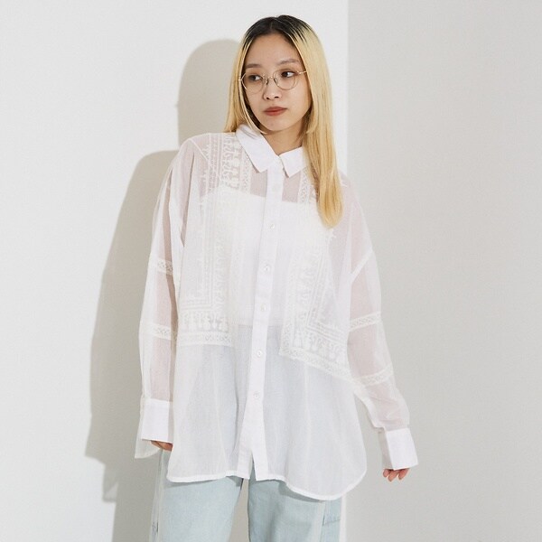 ノミネ（NOMINE）/【WEB限定】コットネット 刺繍シャツ_13