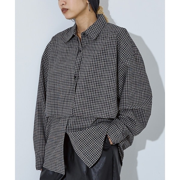 ノミネ（NOMINE）/【ユニセックス】ロングヨーク オーバーサイズ チェックシャツ
